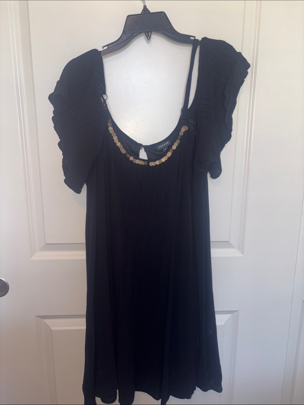 torrid Black Mini Dress with Gold Coin Trim